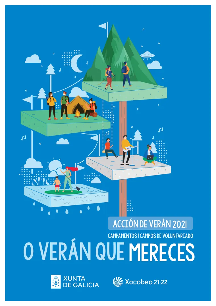 Cartel de la campaña de verano de campamentos 2021