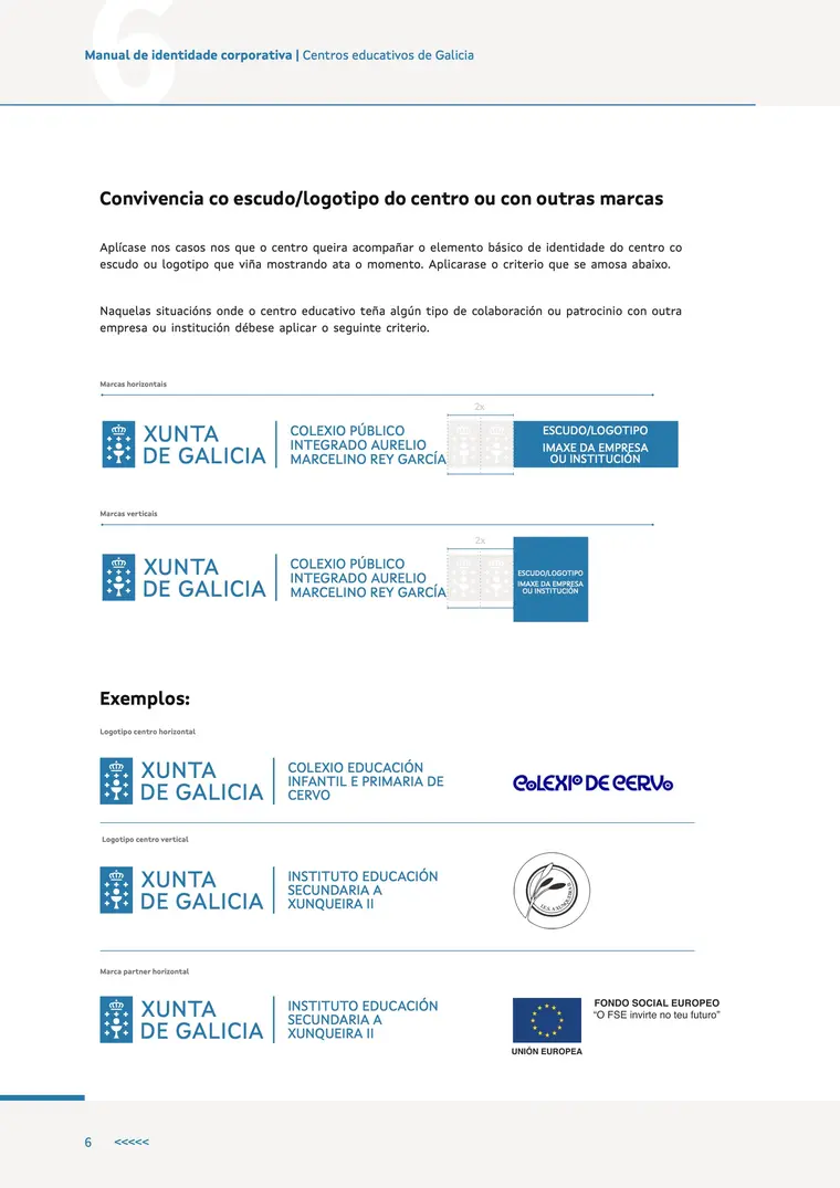 Manual de identidade corporativa, páxina 6: Convivencia con outras marcas